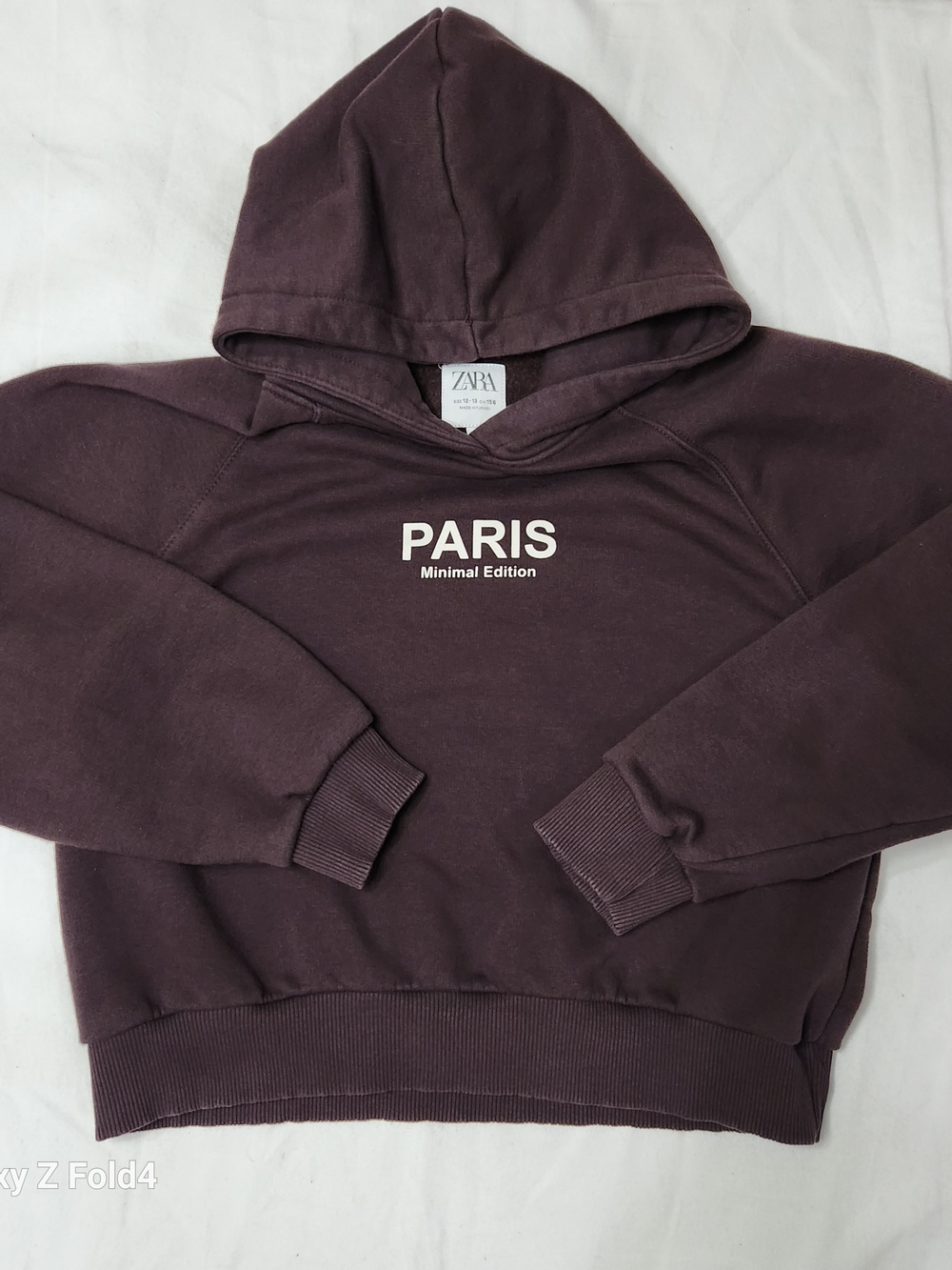 Zara Kids Brown Paris Graphic Hoodie Sweatshirt‎ Size 12-13 EUC